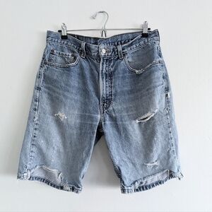 Levi's 505 Regular Fit Denim Dad Shorts Jorts 90s Y2K Size 34 Distressed